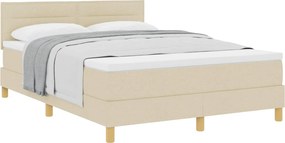vidaXL Boxrugós ágy matracmal fejtámlával Krém 140 x 200 cm szövet