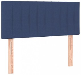 kék szövet rugós ágy matraccal 90 x 200 cm