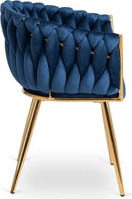 Elegáns Sötétkék Bársony Étkezőszék Arany Lábbal. CAPI