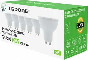 6x Led izzó GU10 3W Hőszín Prémium energiatakarékos Led szett