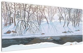 Kép - róka a téli tájban (120x50 cm)