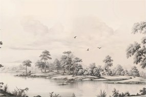 Kép - Vintage tájkép rajz (90x60 cm)