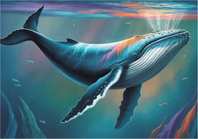 Divatos Flizelin Tapéta Ragasztóval Fali 3D Tengeri óriás 208x146 Ragasztó