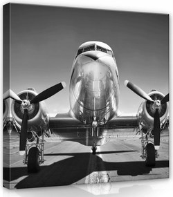 Vászonkép 80x80 Douglas DC-3 repülőgép repülés retro klasszikus fekete-fehér