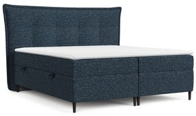Sötétkék ágyneműtartós boxspring ágy 140x200 cm Sinai – Maison de Rêve