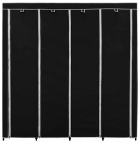 fekete ruhásszekrény 4 tárolórekesszel 175 x 45 x 170 cm