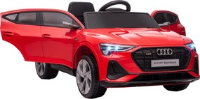 HOMCOM 12V Elektromos Gyerekautó Audi E-tron Távirányítóval, Biztonsági Övvel, Zenével (MP3/USB/TF), 3-5 Éves Gyerekeknek, 3-5 km/h, Piros | Aosom
