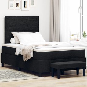 Boxspring Ágy Matraccal és Padlóval Fekete 120x200 cm Szövet