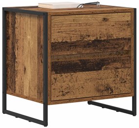 vidaXL Éjjeli asztal fiókkal Öreg fa 50 x 39.5 x 50 cm Faanyag