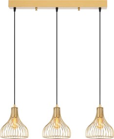 Telyildo 12170 arany fém függőlámpa, 70 x 20 cm, 3 izzós