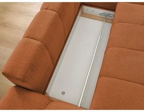 Terrakotta színű zsenília kinyitható-tárolóhelyes sarokkanapé (jobb oldali-heverő résszel) Everest – Bobochic Paris