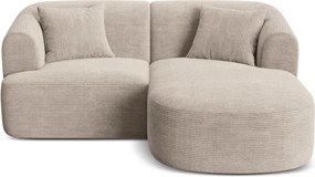 Világosbarna kordbársony sarokkanapé (jobb oldali-heverő résszel) Campi – Cosmopolitan Design