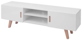 Magasfényű fehér MDF TV-állvány 150 x 35 x 48,5 cm