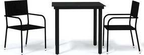 vidaXL 3 részes fekete kerti étkezőgarnitúra