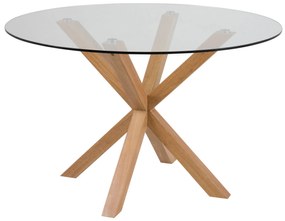 Asztal Oakland 278Világosbarna, 76cm, Edzett üveg, Fém