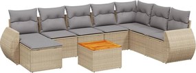 vidaXL 9 részes bézs polyrattan kerti ülőgarnitúra párnákkal