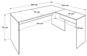 Sarok PC asztal Raven (antracit + tölgy) . 1109410