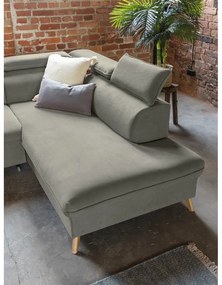 Világosszürke bársony kinyitható sarokkanapé (jobb oldali-"U" alakú) Sweet Harmony – Miuform