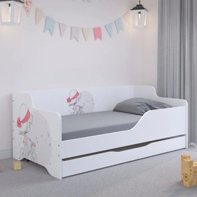 LILU Fehér gyerekágy háttámlával 160 x 80 cm - Bicikliző lány