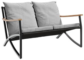 fekete acél kerti pad párnákkal 120 cm