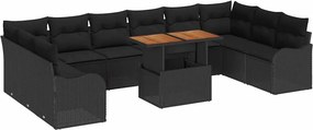 vidaXL Kerti Kanapé Szett párnával 11 pcs Fekete