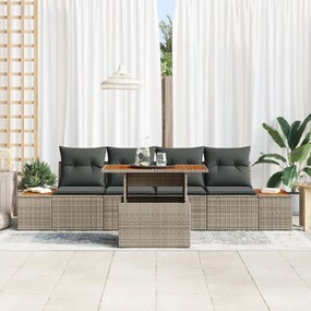 Kerti kanapé szett 5 darab Szürke Rattan Kerti kanapé