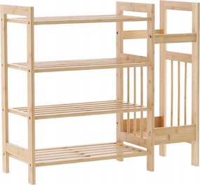 4 szintes bambusz polc kiegészítő oldalsó polccal 73,5 x 28 x 66 cm