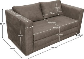Kihúzható kanapé, szürkésbarna Taupe, BEJA