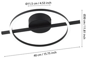 Eglo 901113 - LED Dimmelhető mennyezeti lámpa AMANDOLO LED/17W/230V fekete + + távirányító