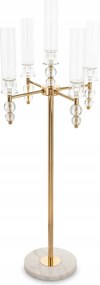 Gyertyatartó fém, arany, márvány állvány, 5 gyertya, királyi palota
