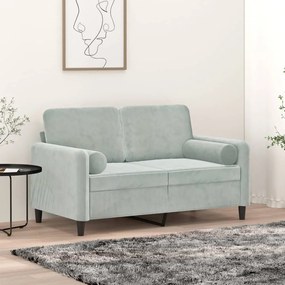 2 db világosszürke bársony díszpárna Ø15x50 cm