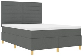 Box Spring Ágy Matrac Sötétszürke 140x200 cm Szövet