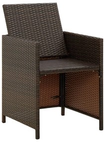 4 db barna polyrattan kerti étkezőszék párnával