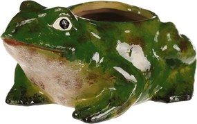 Kerámia virágtartó béka formában zöld