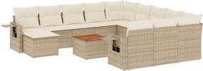 vidaXL 13 részes bézs polyrattan kerti ülőgarnitúra párnákkal