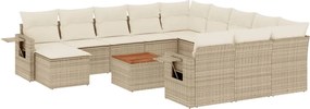 vidaXL 13 részes bézs polyrattan kerti ülőgarnitúra párnákkal
