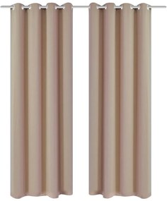 vidaXL 2 db krémszínű sötétítőfüggöny fémkarikákkal 135 x 245 cm