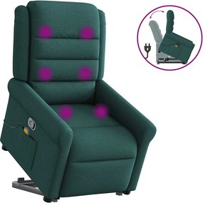 vidaXL sötétzöld szövet dönthető masszázs- és állófotel