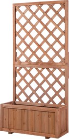 Outsunny Magasított Kerti Ágyás Növényes Doboz Trellis-szel, Fakanál Box, 72,5x31,5x149,5 cm Kert, Erkély, Terasz, Mászó Növényekhez, Virágokhoz, Nara