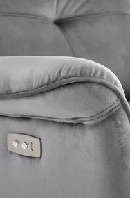 SEMIR szürke karosszék elektromos dönthető funkcióval / USB csatlakozóval