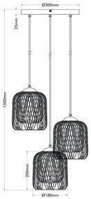 Globo 15965-3HR - DICHTI kábelcsillár 3xE27/40W/230V