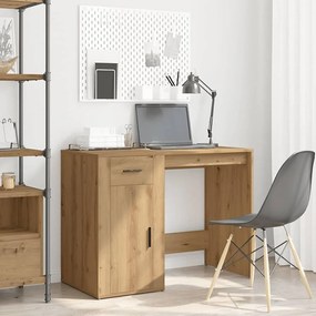 kézműves tölgy színű szerelt fa íróasztal 100 x 49 x 75 cm
