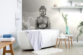 Tapéta fekete-fehér meditáló Buddha