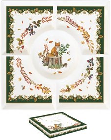 Forest Dream őszi porcelán osztott kínáló tálca 25x25 cm dobozban Easy Life