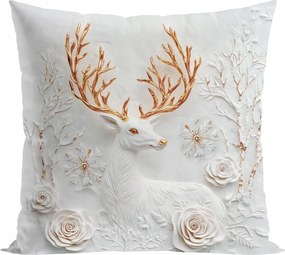 Karácsonyi díszpárnahuzat Szarvas 3D Hatással 40x40 szürke barna