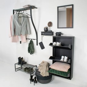 Fekete fém fali fogas polccal Carve – Spinder Design