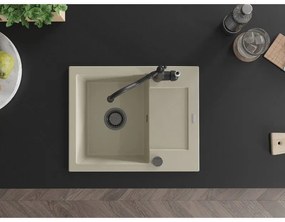Mexen Enzo, gránit mosogató 576x465x174 mm, 1 kamrás és mosogató csaptelep Carla, bézs, 6506-69-670700-70