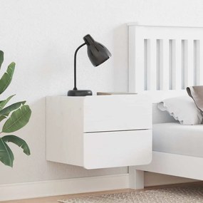 Éjjeli asztal fiókkal 2 pcs Fehér 39 x 34 x 33 cm Tömör fenyőfa