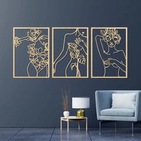 Modern festmény virágos nőkről, háromrészes szett | ELEGANCE