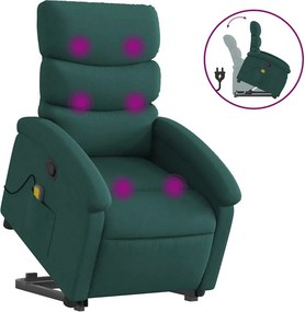 vidaXL sötétzöld szövet dönthető masszázs- és állófotel